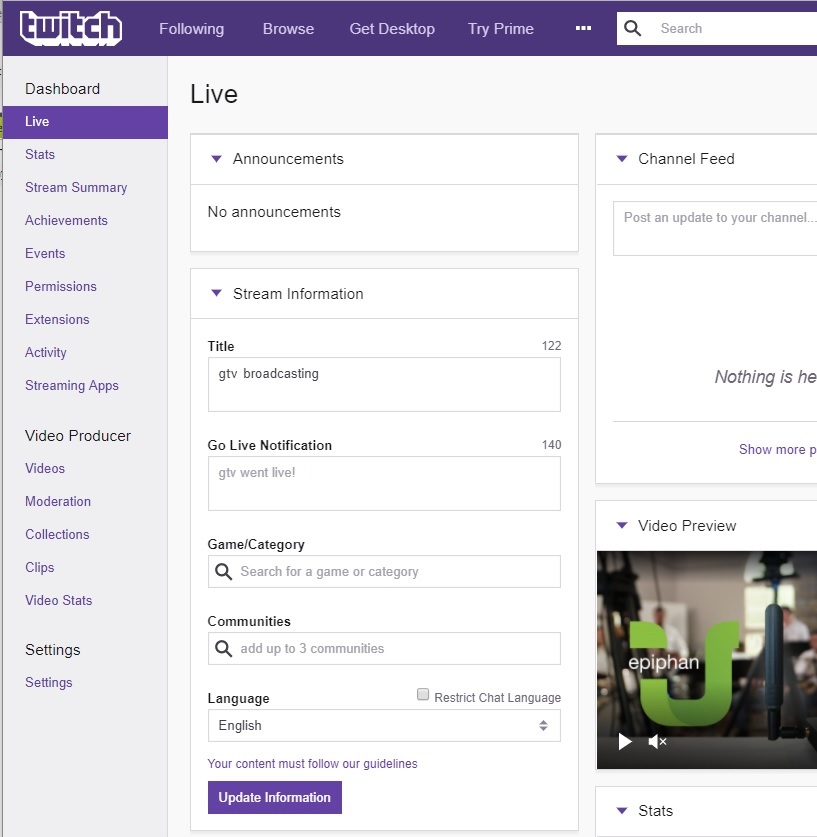 How to Change Stream Title on Twitch